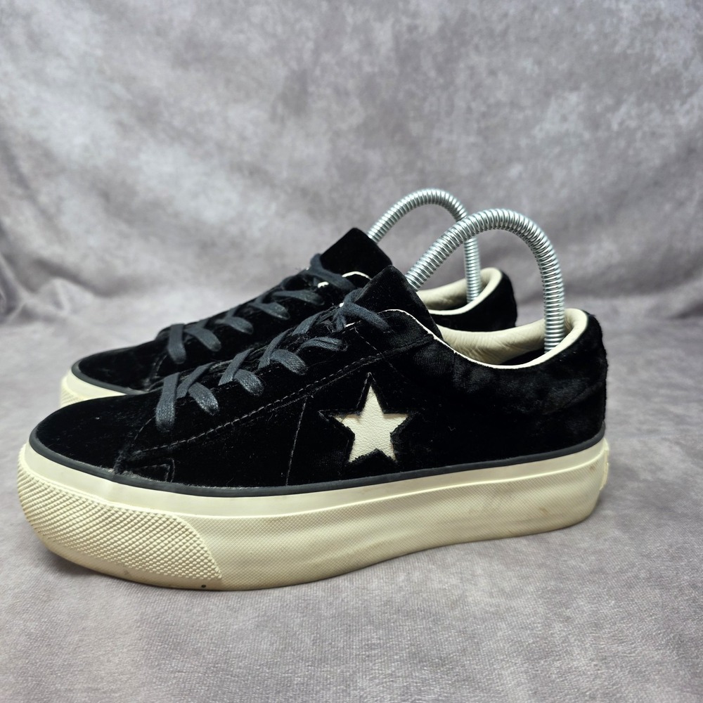 Converse One Star Platform Black Velvet Suede Sneakers Women's 7 Shoes